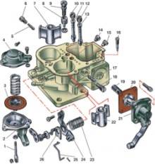 Детали корпуса карбюратора 2107-1107010