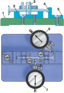 Приспособление для проверки биения рабочей фаски и стержня клапана